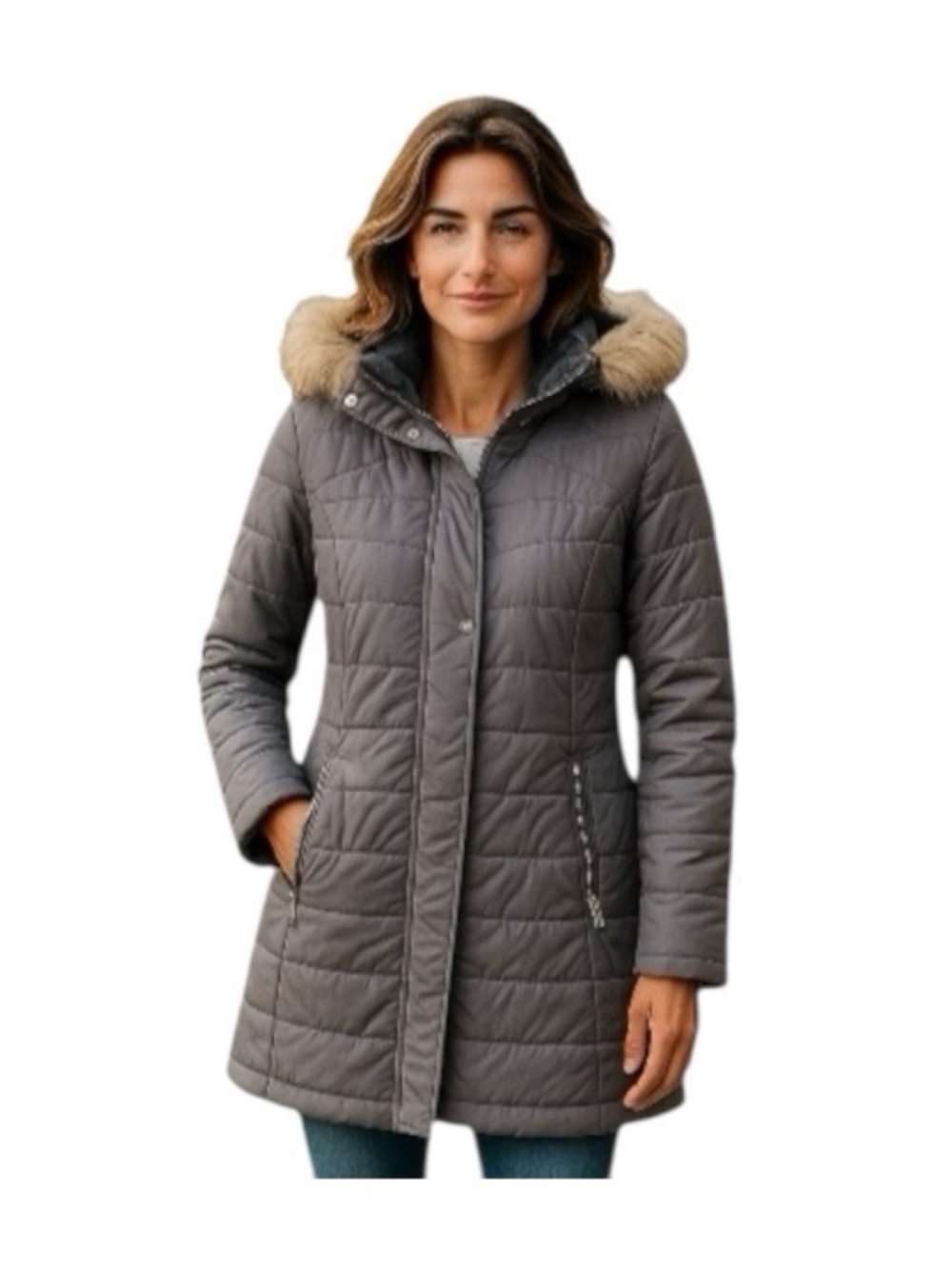 Free Country Faux Fur Trim Detachable Hood Jacket